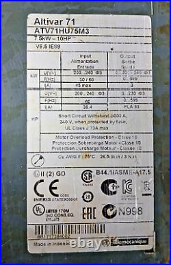 Schneider Electric ATV71HU75M3 variable speed ATV71 7.5kW, 10HP, 240V