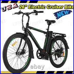 USA26'' Electric Cruiser Bike+Removable 10AH Battery 3 WORKING MODES Durable