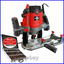Variable Speed 1/2 Electric 240V 1800W Plunge Router & 35Pc Router Cutter Set
