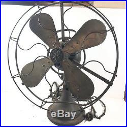 Vintage General Electric GE Brass Oscillating Fan 18 Working Variable Speed