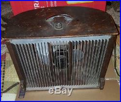 Vintage Mathes Cooler Electric Fan Wood Variable Speed Floor Box 110V Works