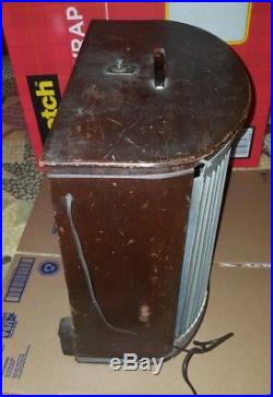 Vintage Mathes Cooler Electric Fan Wood Variable Speed Floor Box 110V Works