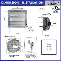 Wall Mounted Shutter Exhaust Fan Automatic With Thermostat Variable Speed 10 in